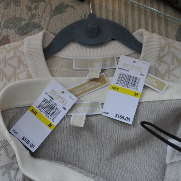 New Michael Kors Beige/Cream Logo Pattern Knit Skirt Suit Size M - Picture 14 of 16